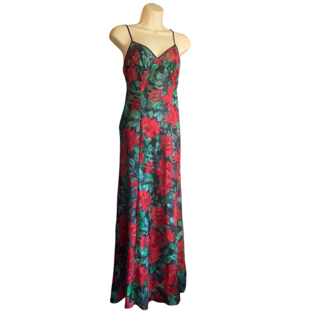 Vintage Gold Label Victoria’s Secret red, green and black sheer slip dress S - Picture 2 of 7
